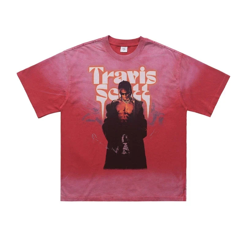 ONSEVENINE Travis Scott Vintage-Style Graphic Tee