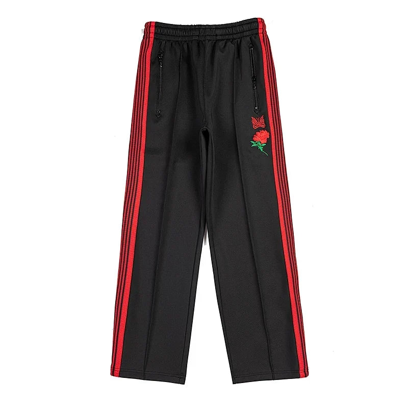 Needles Rose Embroidered Side Stripe Track Pants Multi‑Color