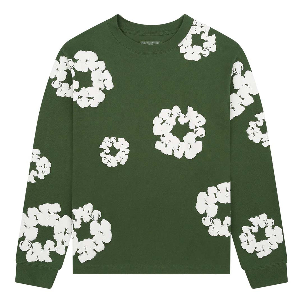 Denim Tears Cotton Wreath Green Long Sleeve Tee